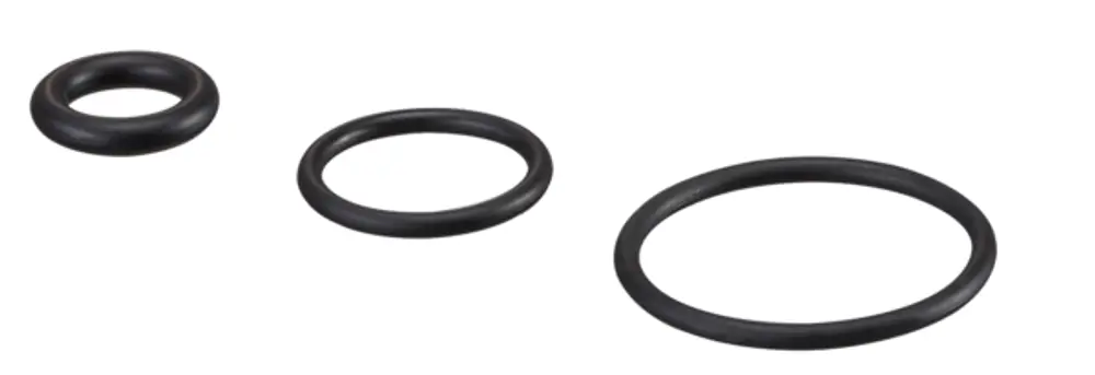 Schwarze Dichtungsringe in verschiedenen Größen, gefertigt aus Elastomer, von Oventrop, für den Einsatz in dreiwegmischern geeignet.